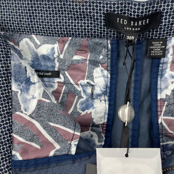 Ted Baker London MMT Sidonii Slim Fit Printed Chino Blue Men's 36R - Picture 6 of 8